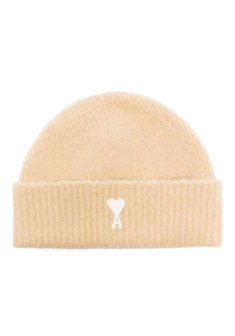 Cream Ami de Coeur beanie hat Ami paris - unisex AMI PARIS | UHA105KN0032719